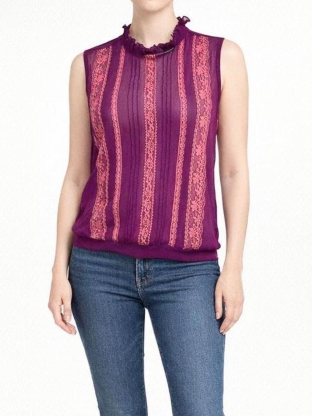 Vintage Y2K Sheer Mesh Lace Tank Top